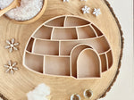 Bandeja sensorial Iglú, material sensorial para peques.