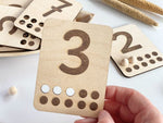 tablas de madera números manipulativos