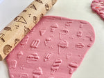 Rodillo madera relieve para plastilina Helados