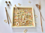 kit arroz sensorial con letras de madera