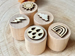 Sellos de madera para el juego sensorial infantil con plastilina