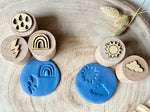 Sellos de madera para el juego sensorial infantil con plastilina