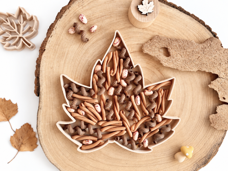 Bandeja rellenable otoño infantil hoja wood medio wood claro