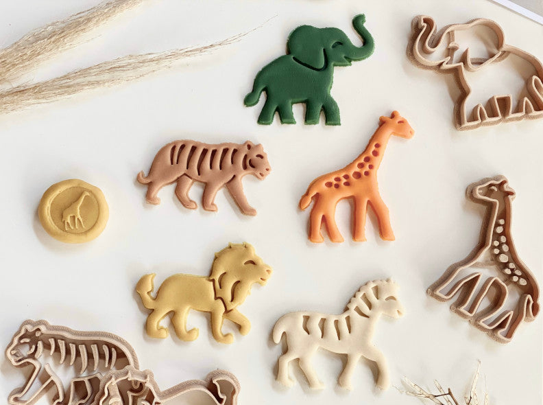 Moldes para plastilina animales safari. Infantil
