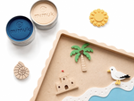 bandeja sensorial playa con plastilina natural