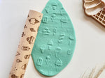 Rodillo madera relieve para plastilina Helados