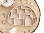Bandeja sensorial Iglú, material sensorial para peques. wood medio