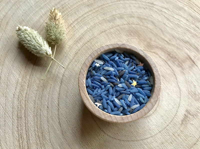 arroz sensorial de colores saco de tela  space
