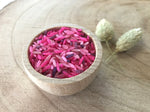 Arroz sensorial colores Unicorn dentro de cuenco de madera saco de tela bolsa