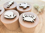 sellos madera animales marinos 